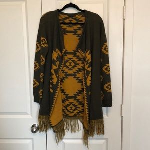 Olive Green and Mustard Yellow Cardigan/Shawl